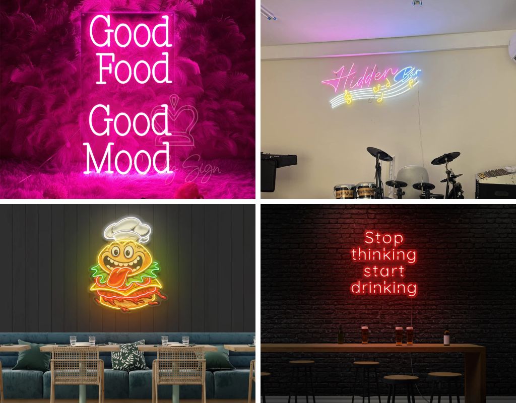 Quầy bar nhộn nhịp với ánh đèn neon và những nụ cười rạng rỡ