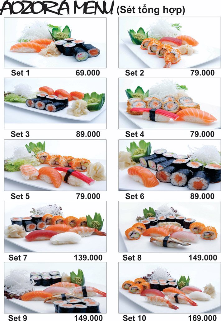 Ví dụ về bảng tổng hợp thông tin địa chỉ và số điện thoại các nhà hàng sushi