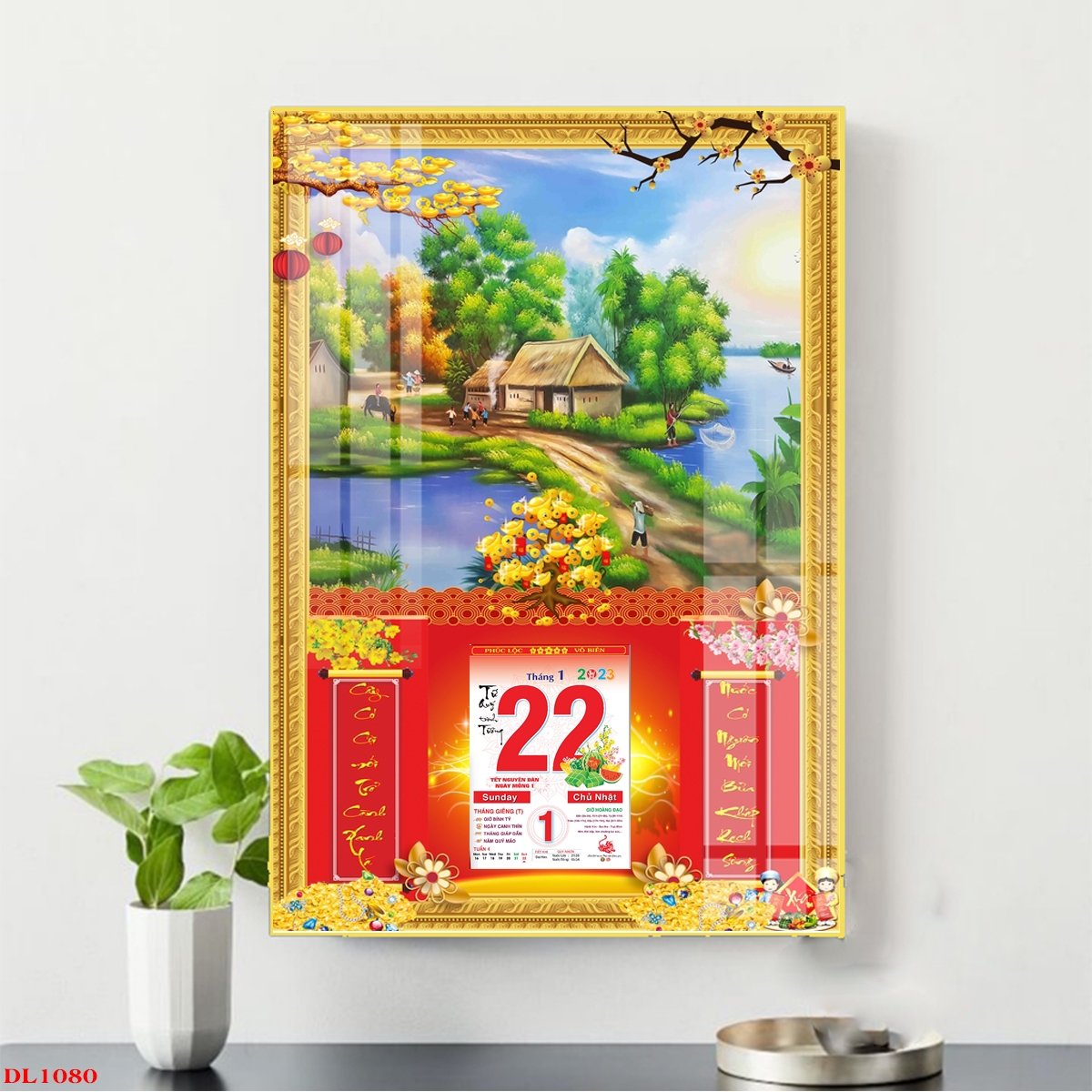 Lịch treo tường với hình ảnh phong cảnh làng quê Việt Nam thanh bình