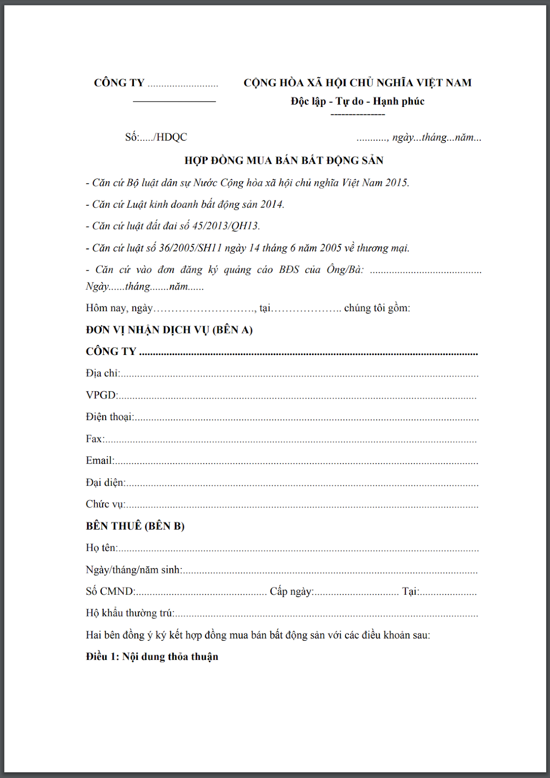 Hợp đồng mua bán chó với điều khoản bảo hành rõ ràng