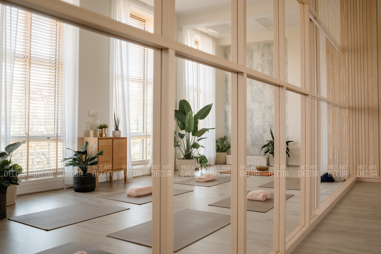 Không gian tập luyện yoga với thiết kế thiền định