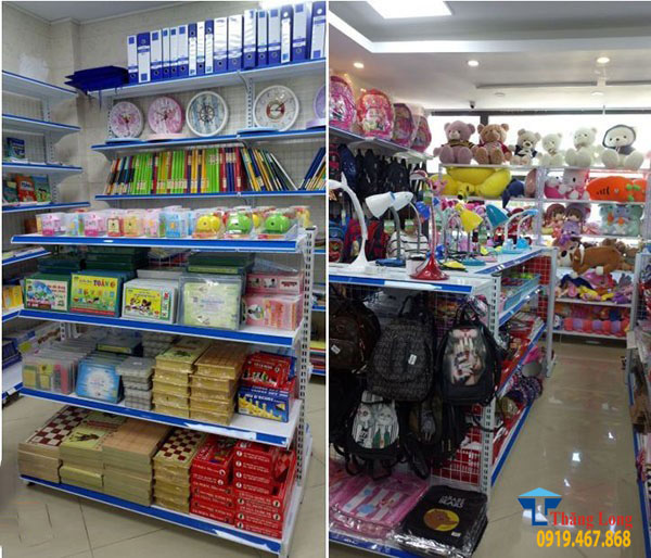 Kệ sách văn phòng phẩm đa dạng trong siêu thị