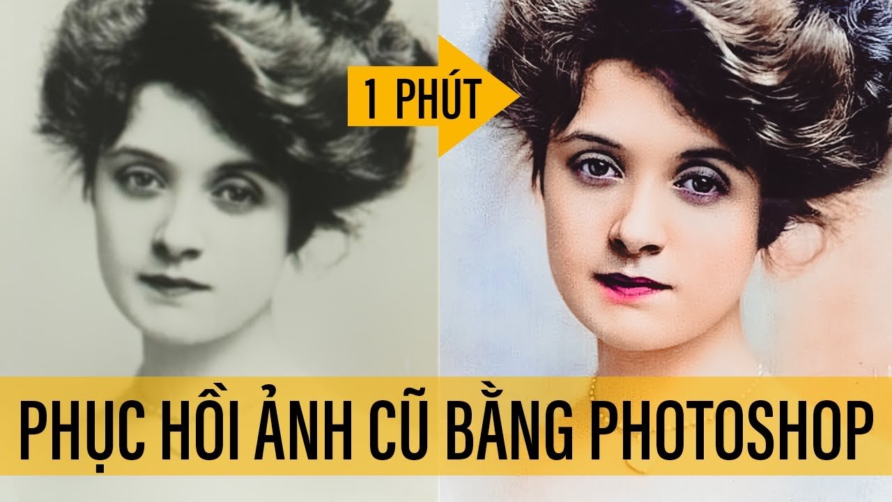 Giao diện phần mềm Adobe Photoshop với các công cụ phục hồi ảnh