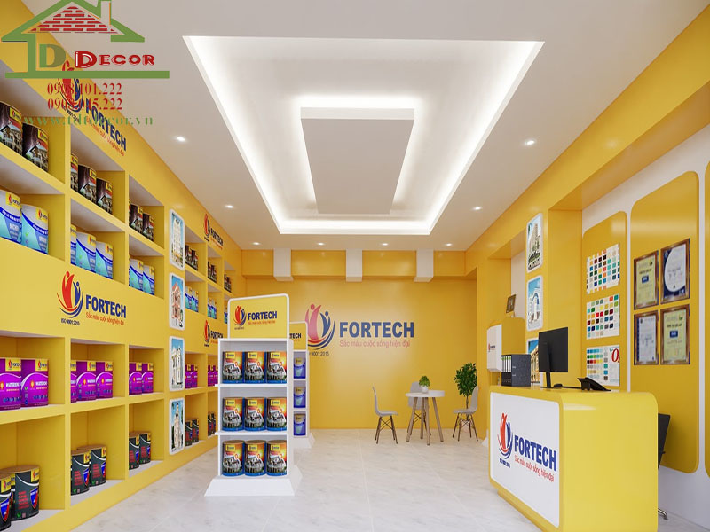 Showroom sơn với đa dạng màu sắc và chủng loại giúp khách hàng dễ dàng lựa chọn sản phẩm phù hợp