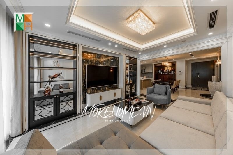 Mẫu trần thạch cao phòng khách hiện đại do Tên Cửa Hàng cung cấp